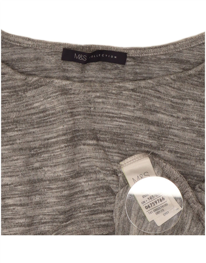 Marks & Spencer Top para mujer manga 3/4 UK 42 Viscosa moteada gris medio