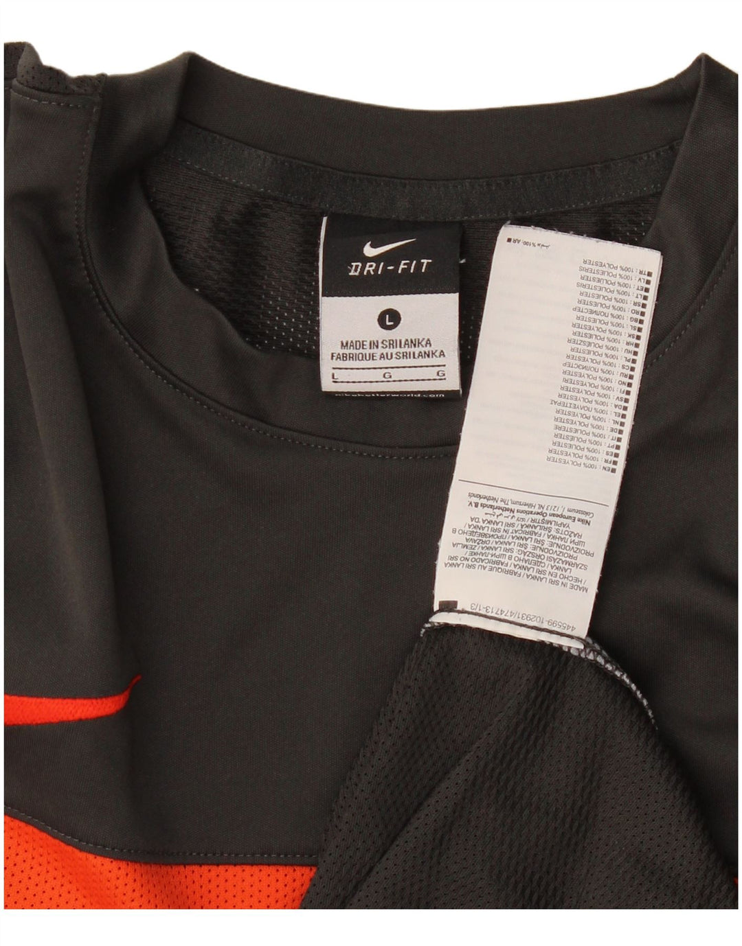 Camiseta Nike Dri Fit para hombre Top grande gris color block Poliéster