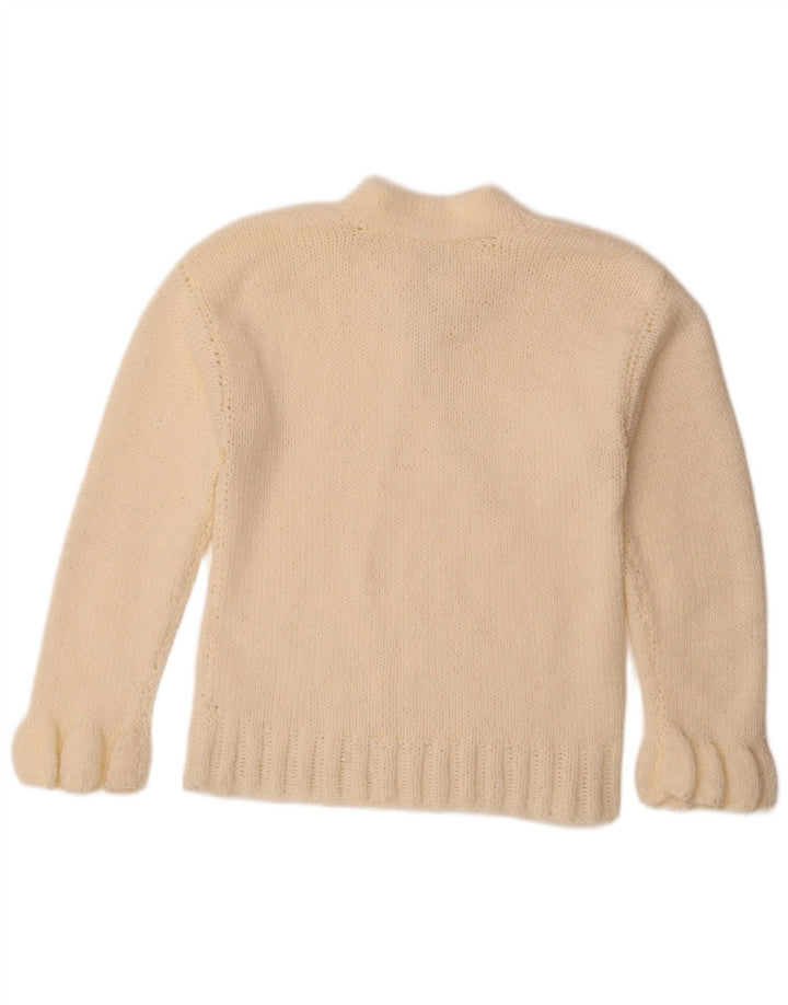 Vintage mujer cuello tortuga jersey suéter Reino Unido 12 medio blanco apagado