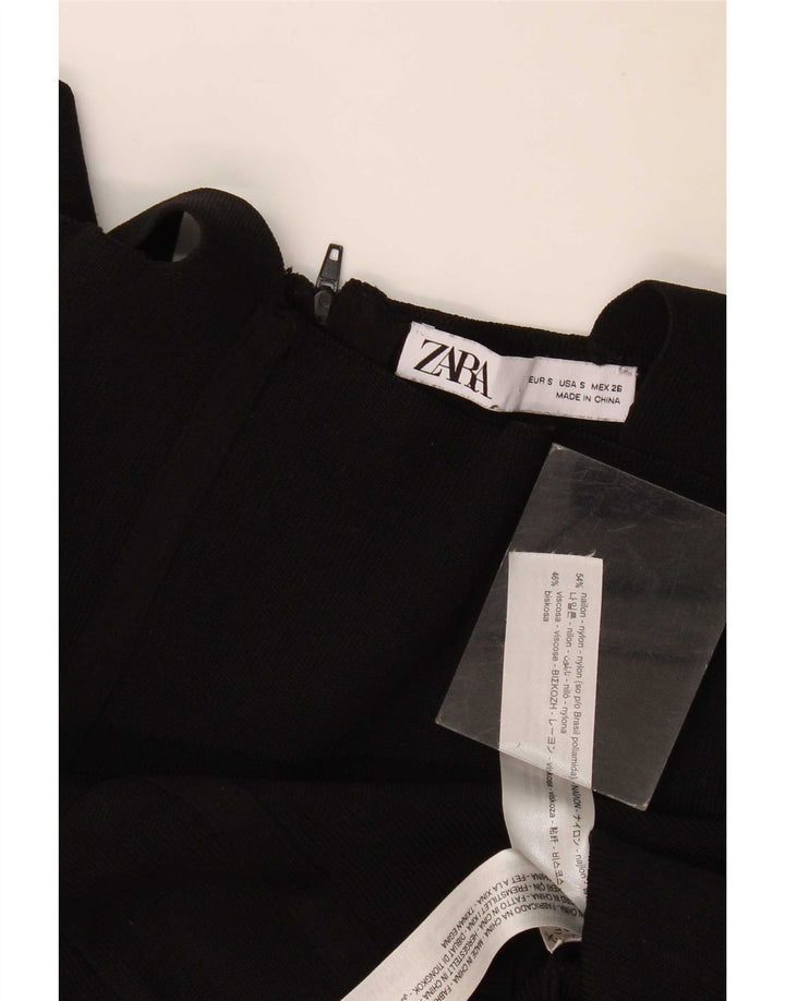 Zara Mujer Crop Top UK 8 Small Nylon Negro