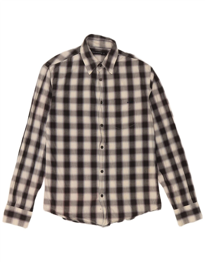 Camisa de hombre French Connection de algodón a cuadros negros pequeños