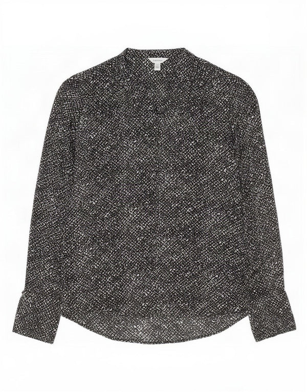 Calvin Klein Blusa de manga larga con estampado abstracto para mujer UK 6 XS Negro