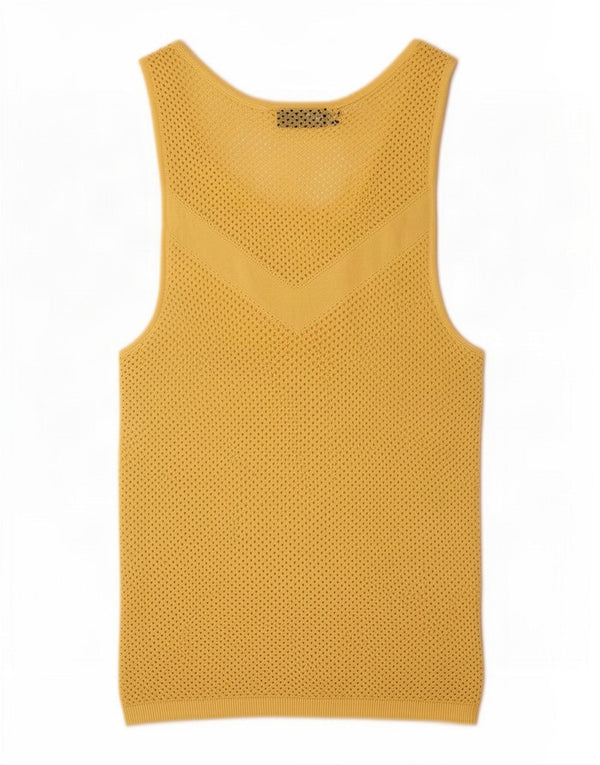 Zara Mujer Top Sin Mangas Transparente UK 44 Viscosa Amarilla Grande