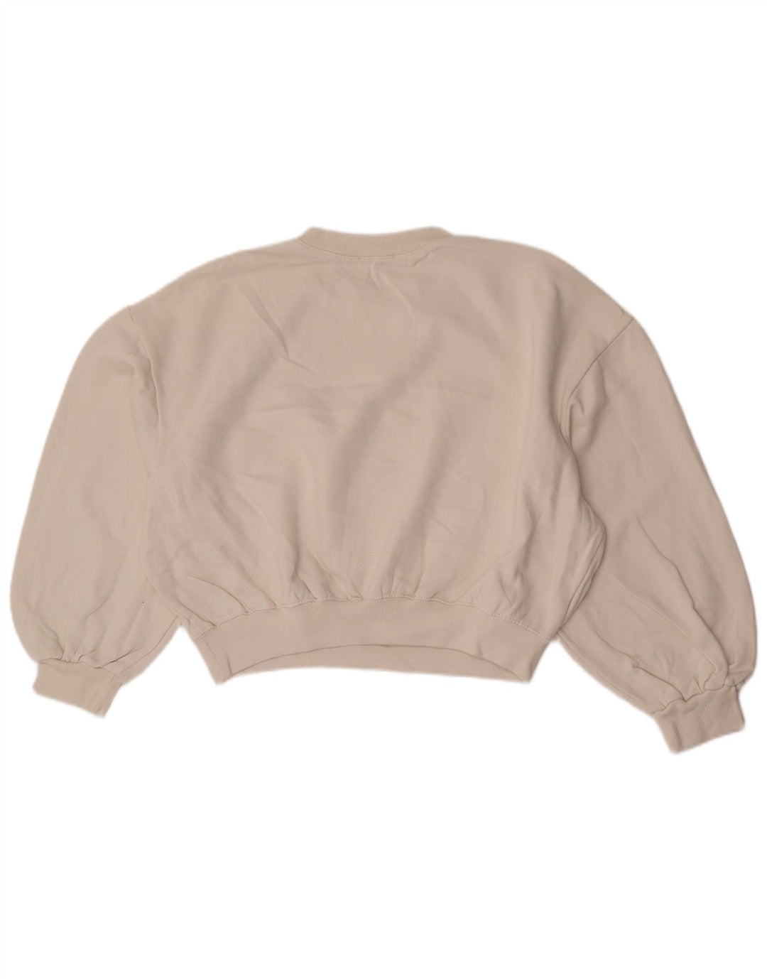 Zara Mujer Oversize Crop Sudadera De Manga 3/4 Jersey UK 44 Mediano Blanco