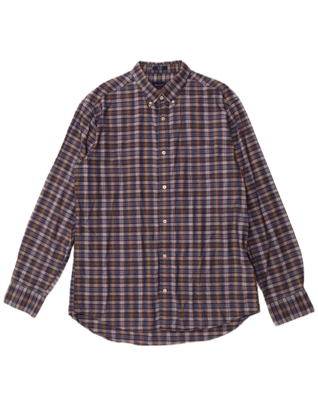 Camisa GANT Regular Fit para hombre Talla 43/44 17 1/2 XL Algodón a cuadros azul marino