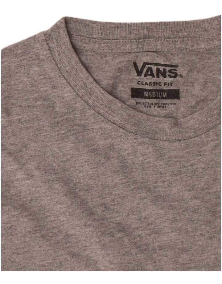 Vans Camiseta de corte clásico para hombre, manga larga, algodón moteado en gris medio