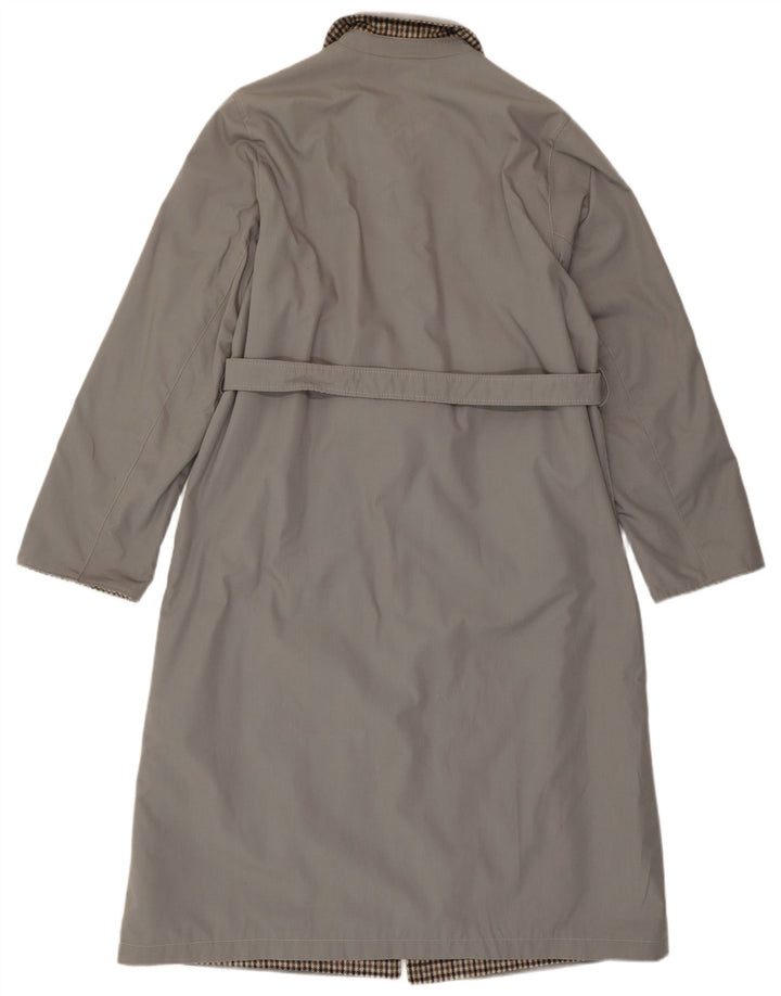 Vintage mujer reversible abrigo reversible IT 46 pequeño cheque gris
