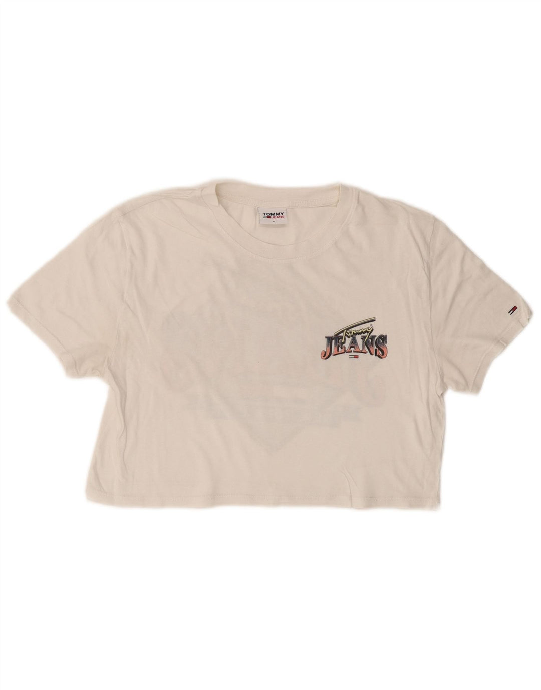 TOMMY HILFIGER Camiseta corta con gráfico para mujer UK 10 Small White