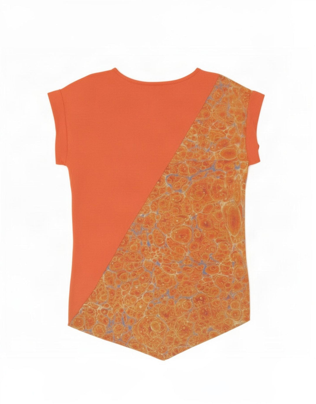 Desigual - Top tipo túnica asimétrico con estampado abstracto para mujer, talla 40, color naranja mediano