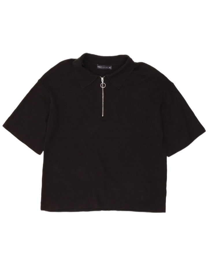 Marks & Spencer Polo para mujer UK 44 Medium Viscosa negra