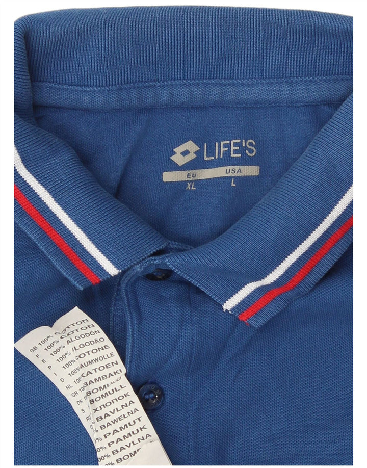 Polo Lotto Hombre Grande Azul Algodón