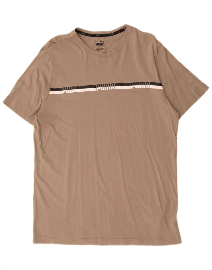 Puma - Camiseta gráfica para hombre, talla grande, algodón beige