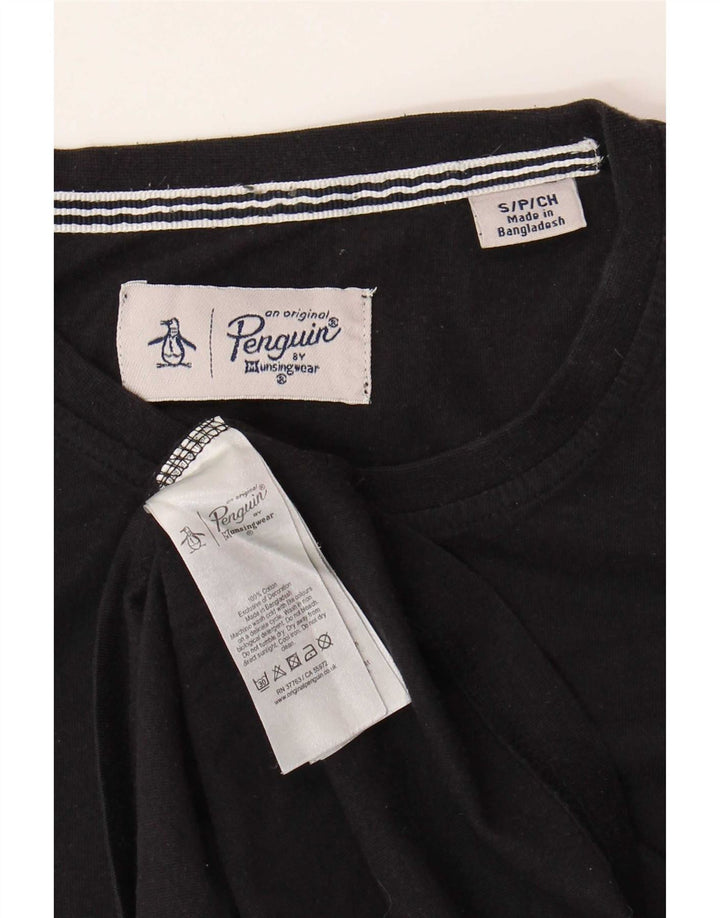 Penguin Hombre Top Manga Larga Pequeño Algodón Negro