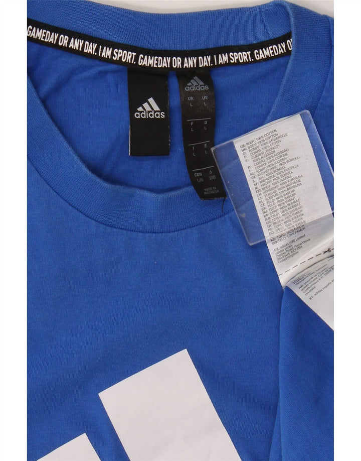 Adidas - Camiseta gráfica para hombre, talla grande, algodón azul