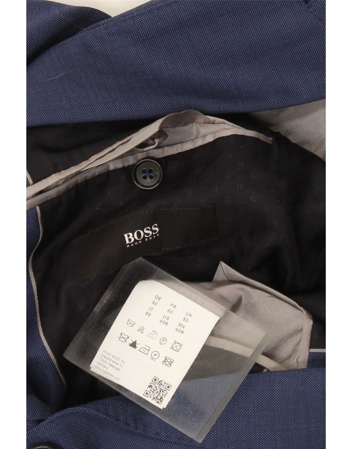HUGO BOSS Chaqueta tipo blazer de 2 botones para hombre EU 50 Lana azul grande