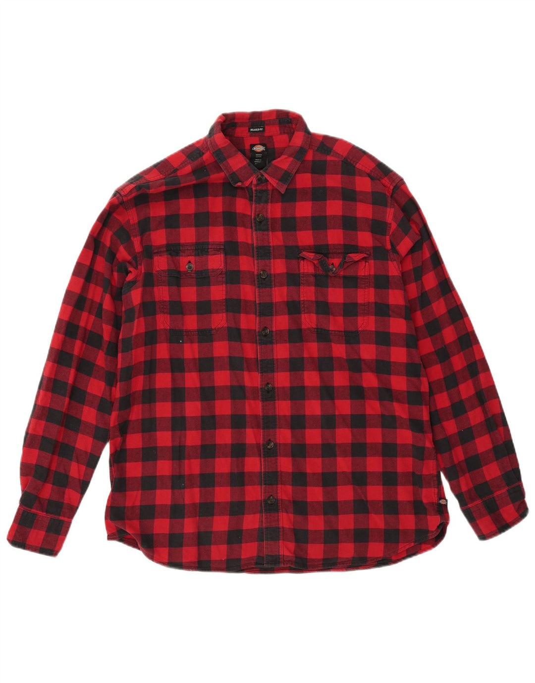 Dickies Camisa de franela de ajuste relajado para hombre, cuadros rojos grandes
