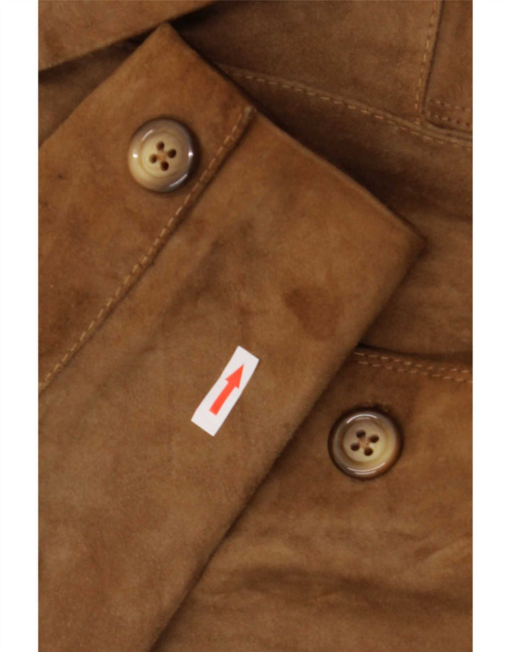 Samar Chaqueta Blazer de Ante con 4 Botones para Mujer UK 40 Medium Beige