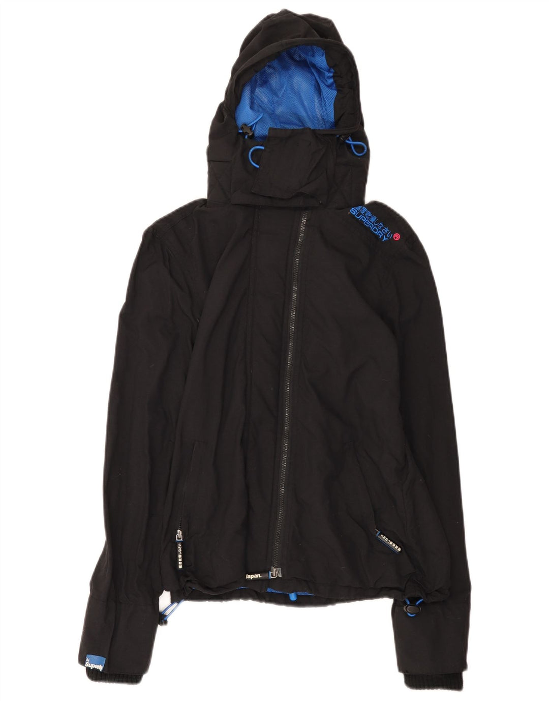 Superdry Chaqueta impermeable con capucha Windcheater para mujer, talla 40, nailon negro mediano