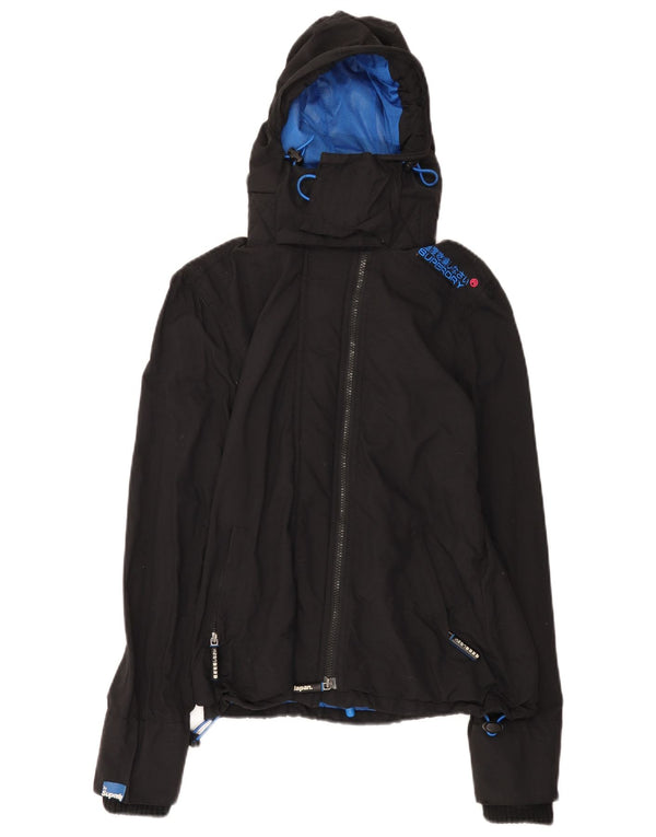 Superdry Chaqueta impermeable con capucha Windcheater para mujer, talla 40, nailon negro mediano