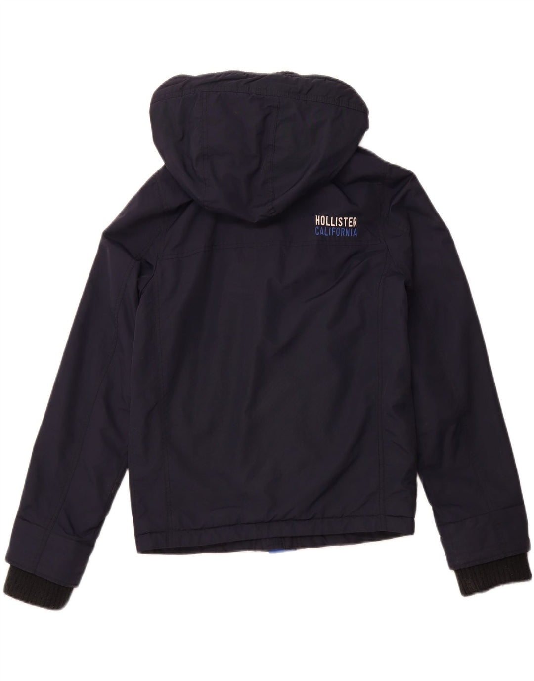 HOLLISTER Chaqueta cortavientos con capucha para mujer UK 10 Small Azul marino Nylon