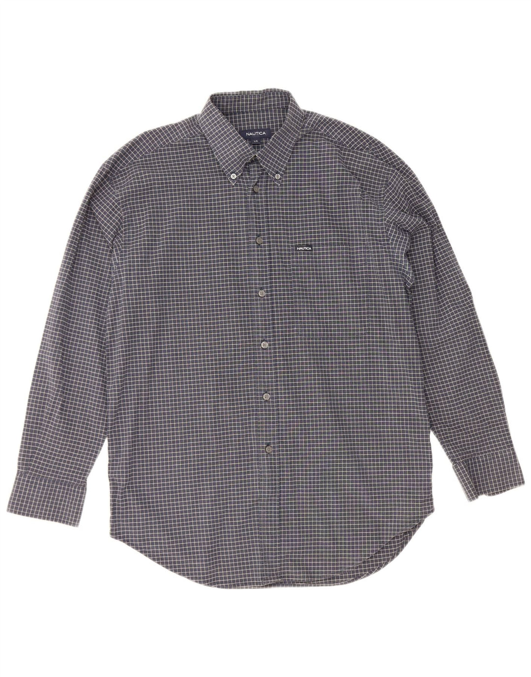 Camisa Nautica Hombre Grande Azul Marino Cuadros Algodón