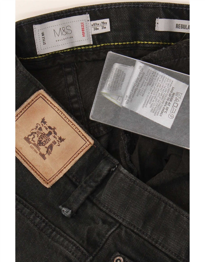 Marks & Spencer Vaqueros rectos de corte regular para hombre W38 L31 Algodón negro