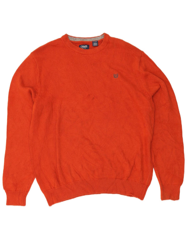 Chaps - Jersey de cuello redondo para hombre, talla XL, algodón naranja