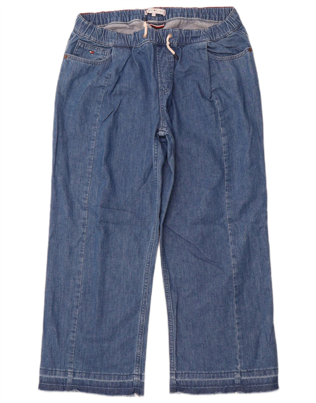 TOMMY HILFIGER Vaqueros Capri de pierna ancha para niñas 15-16 años W28 L23 Algodón azul