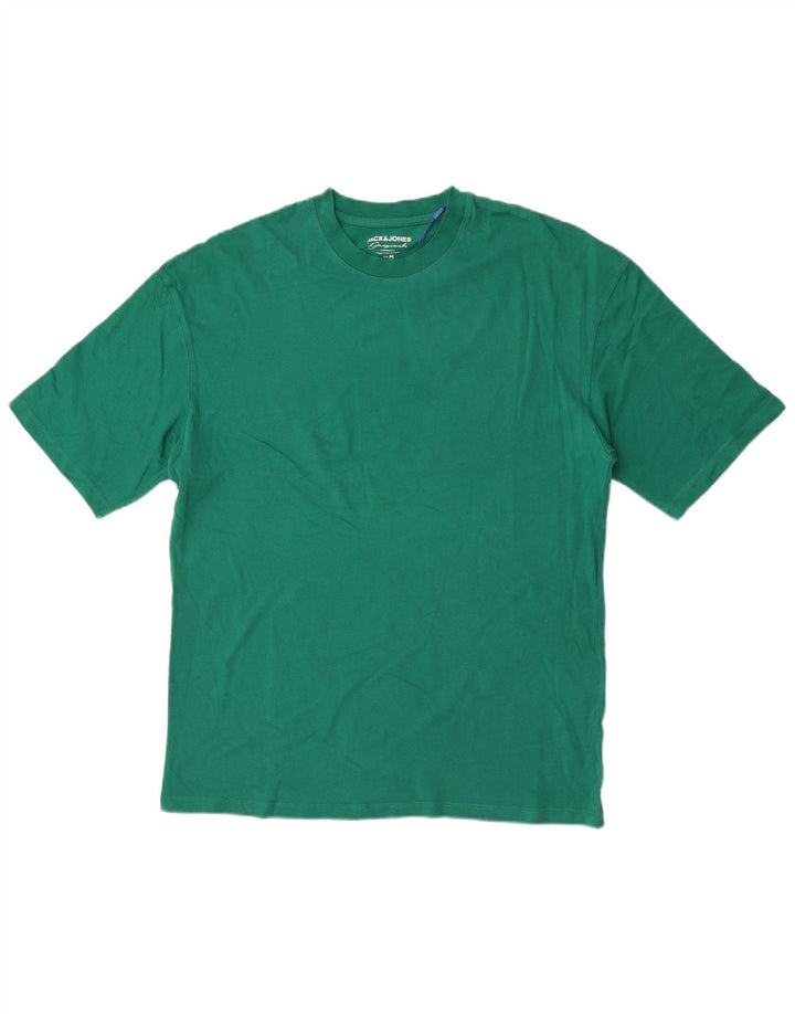 Jack & Jones Hombre Regular Camiseta Top Algodón Verde Medio