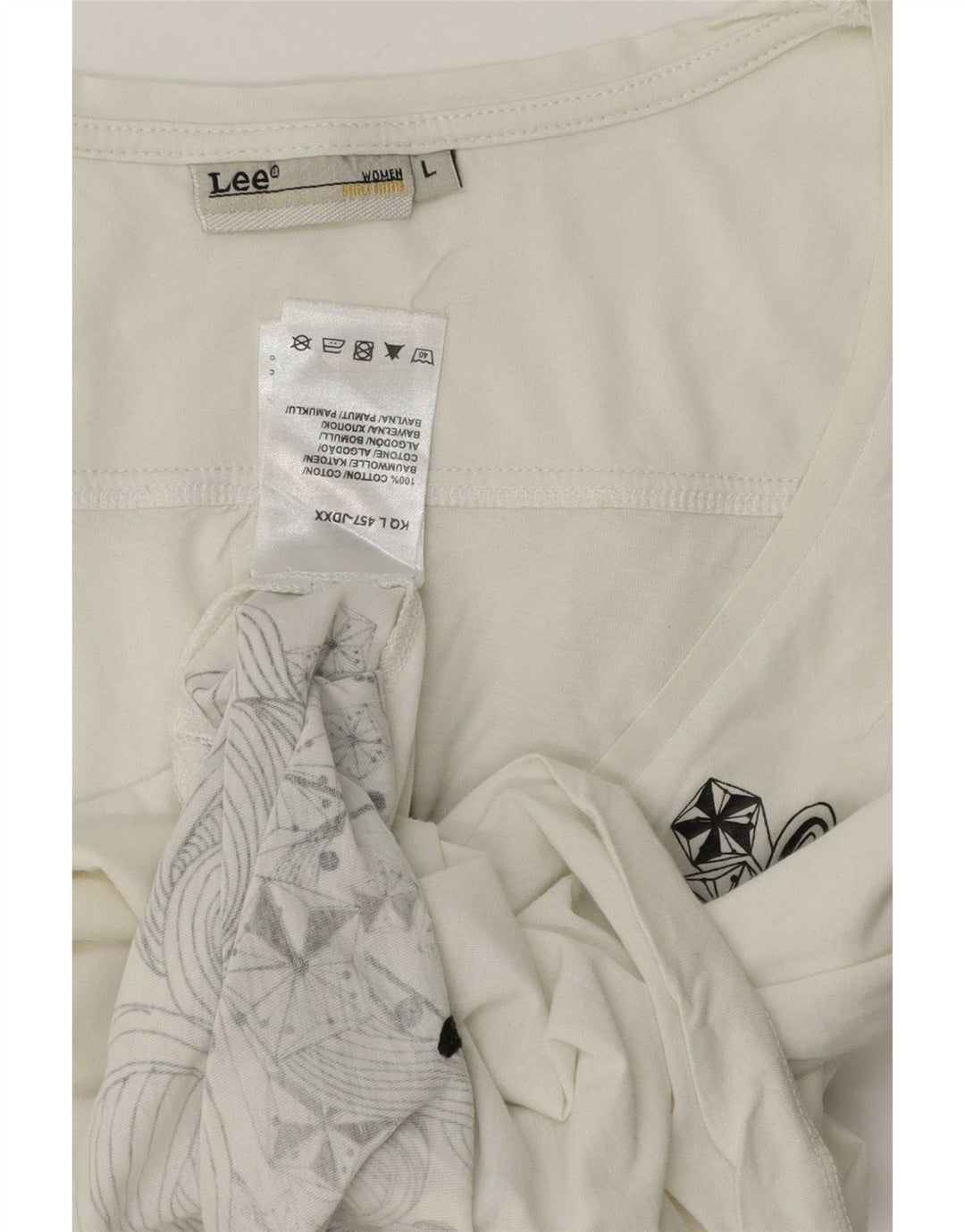 Lee Top para mujer manga 3/4 UK 46 Grande Algodón blanco