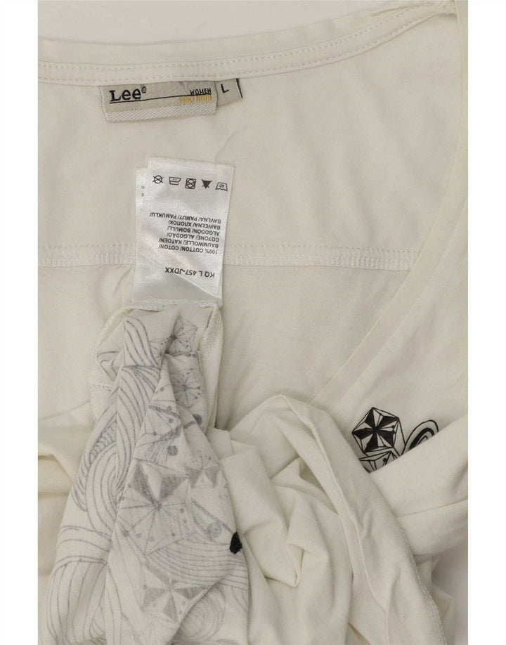 Lee Top para mujer manga 3/4 UK 46 Grande Algodón blanco