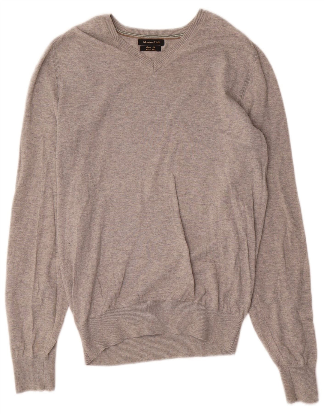 Massimo Dutti Hombre Jersey Cuello Pico Small Algodón Moteado Gris