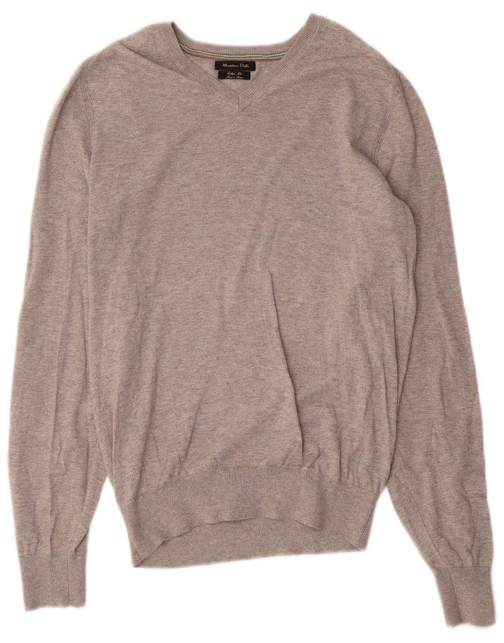 Massimo Dutti Hombre Jersey Cuello Pico Small Algodón Moteado Gris