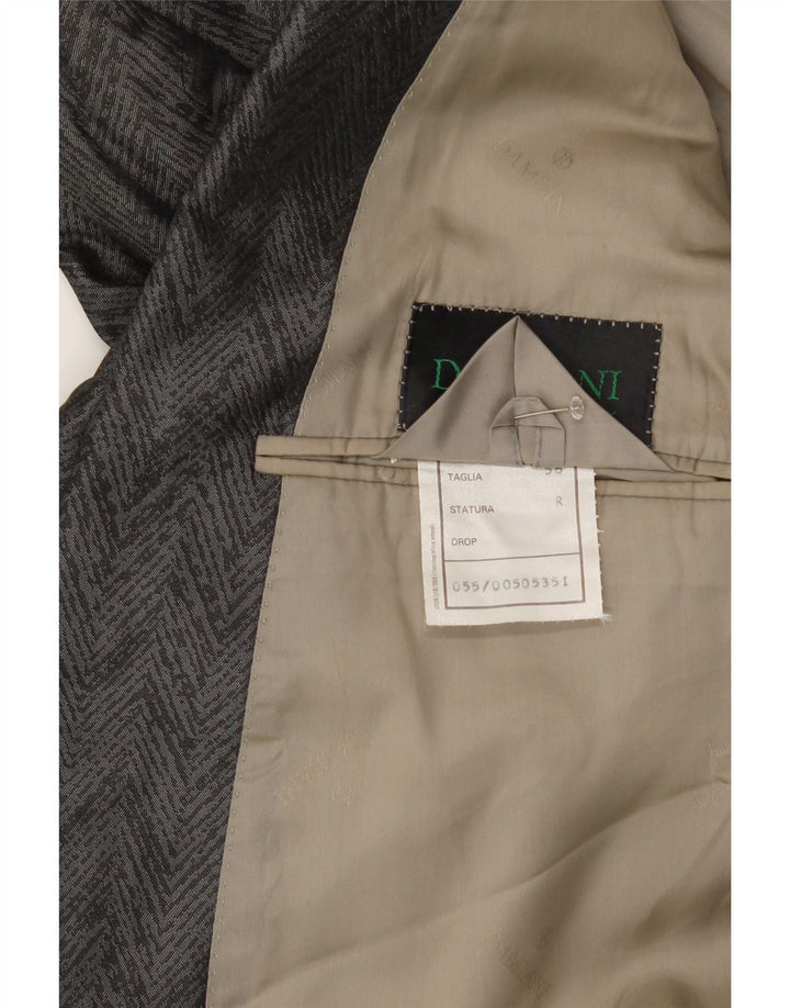 DAMIANI Womens Double Breasted Blazer Jacket IT 56 3XL Grey Chevron Silk Vintage Damiani and Second-Hand Damiani from Messina Hembry 