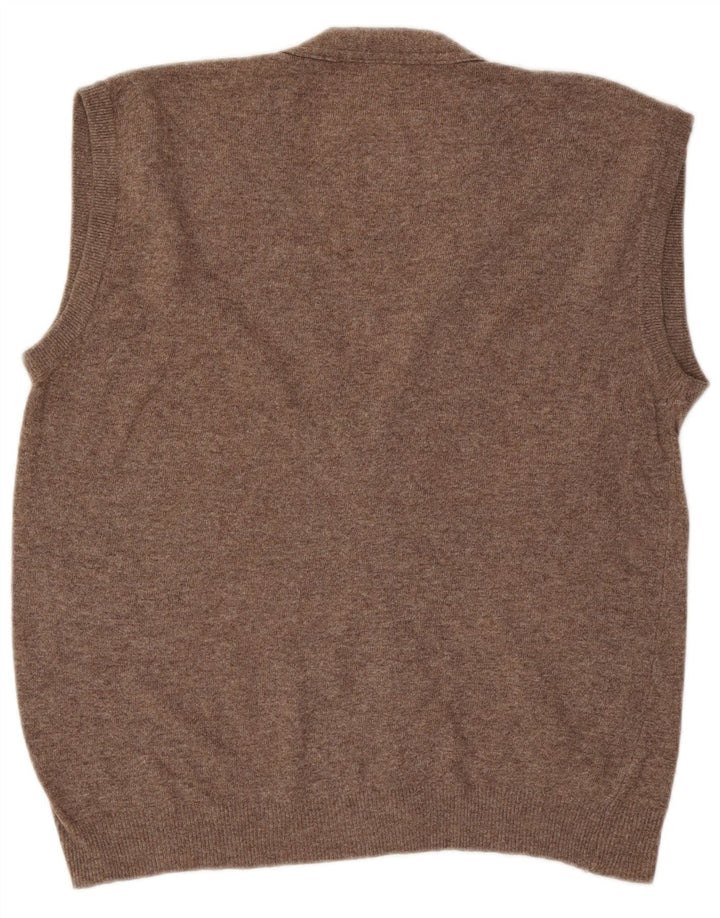 Vintage hombres sin mangas Cardigan suéter grande marrón Argyle/lana de diamante