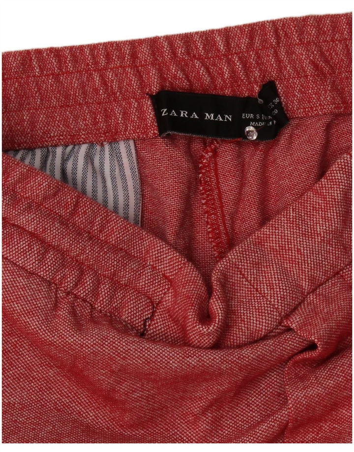 Zara Hombre Shorts Deportivos Pequeños Rojos Moteados