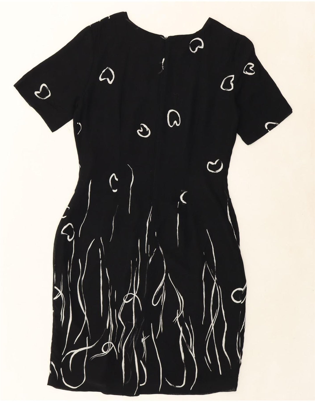 YOUR SIXTH SENSE Womens Abstract Pattern Sheath Dress UK 12 Medium Black Vintage Your Sixth Sense and Second-Hand Your Sixth Sense from Messina Hembry 