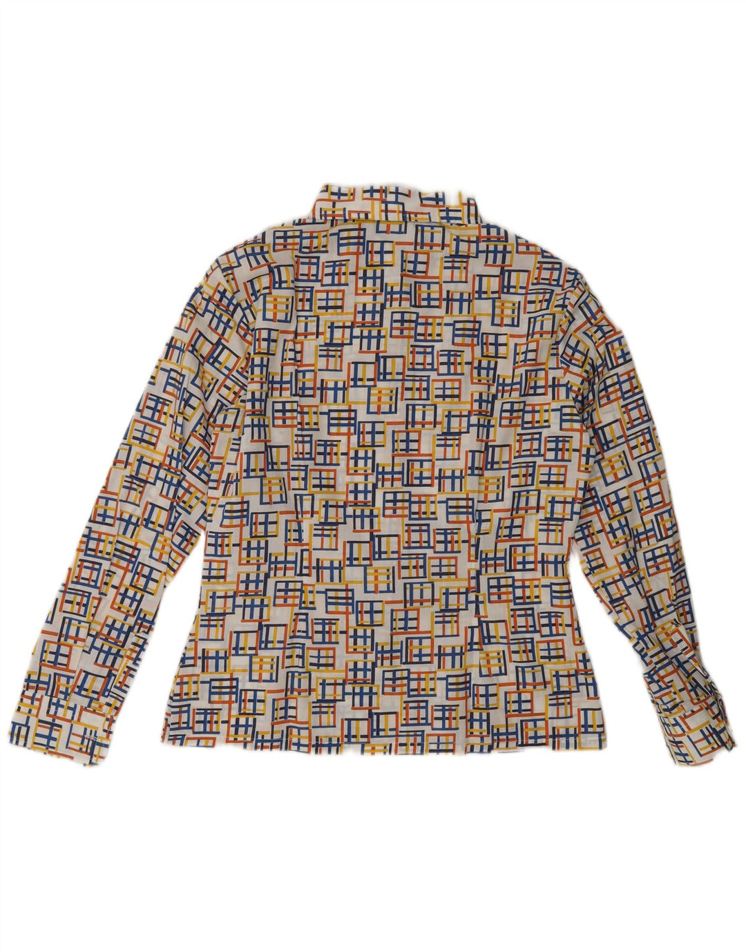 Vintage mujer camisa blusa EU 40 medio multicolor poliéster geométrico