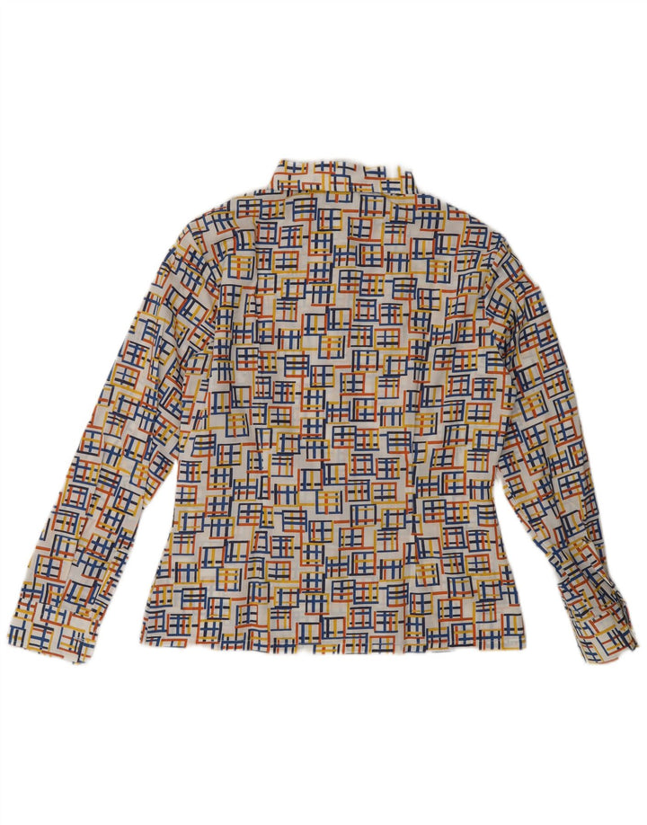 Vintage mujer camisa blusa EU 40 medio multicolor poliéster geométrico