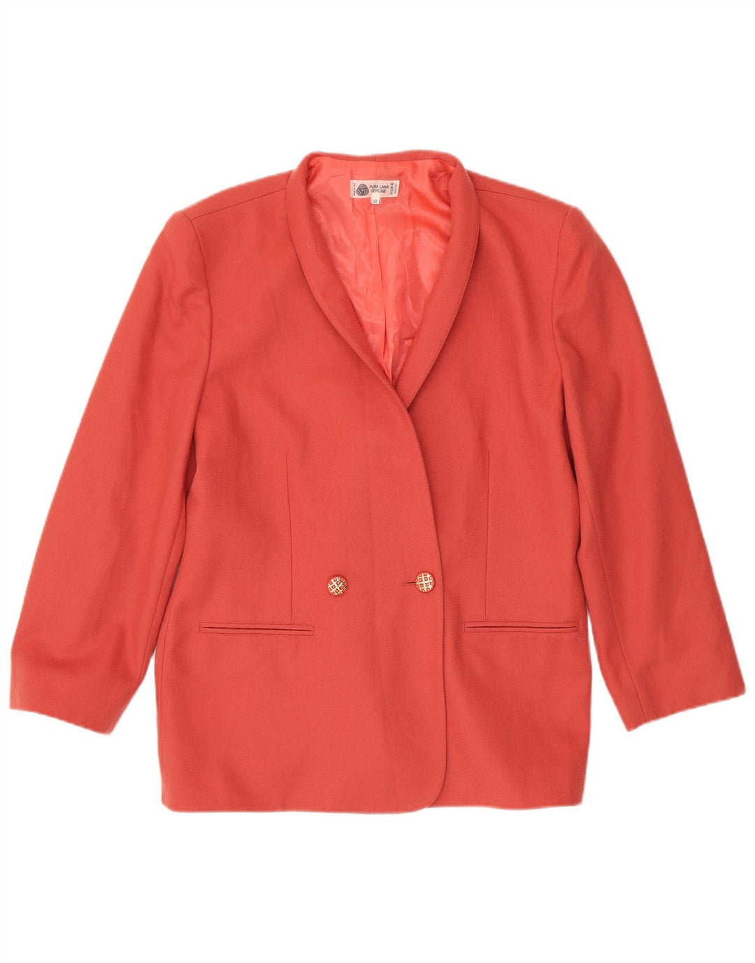 Chaqueta Blazer Vintage de Mujer de Doble Pecho IT 48 XL Lana Virgen Rosa