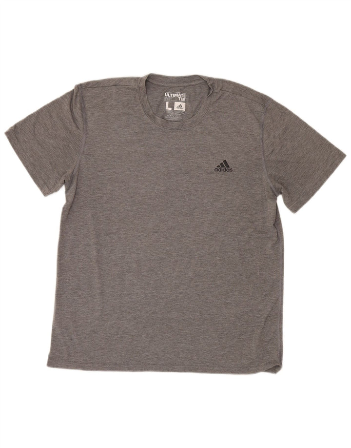 Adidas Mens Climalite Camiseta Top Grande Gris Moteado Poliéster