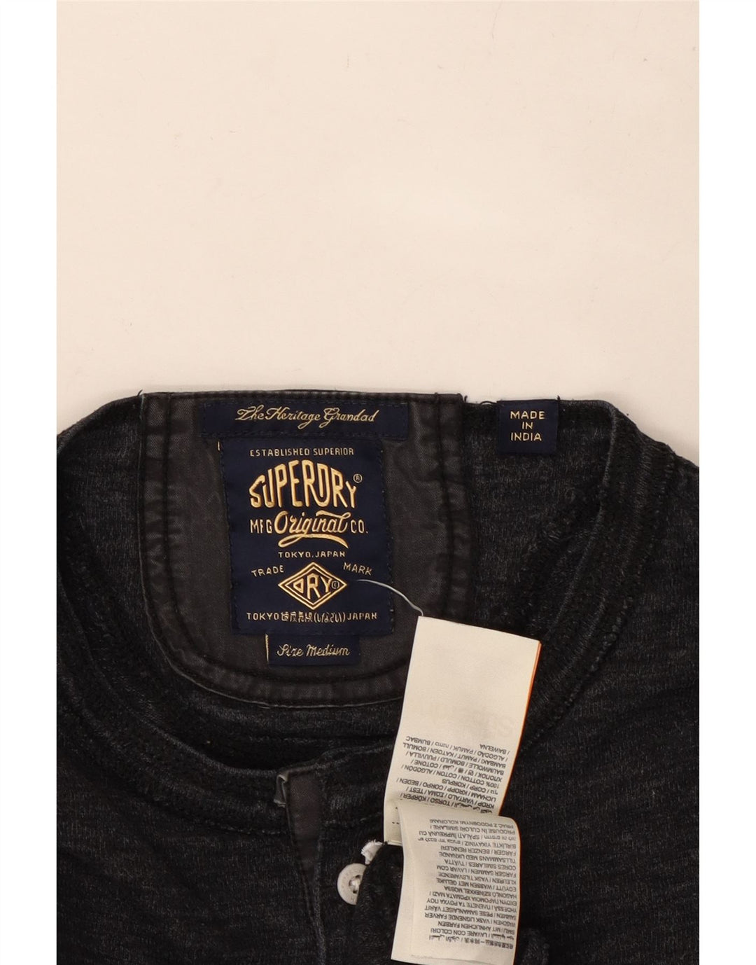 SUPERDRY Hombre Top Manga Larga Algodón Gris Medio