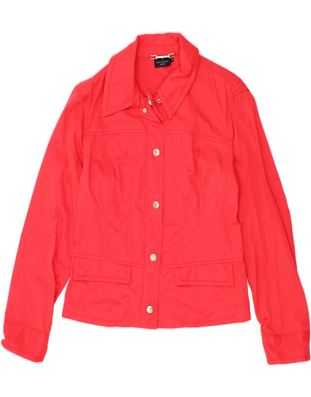 TRUSSARDI JEANS Womens Bomber Jacket IT 46 Large Red Cotton Vintage Trussardi Jeans and Second-Hand Trussardi Jeans from Messina Hembry 