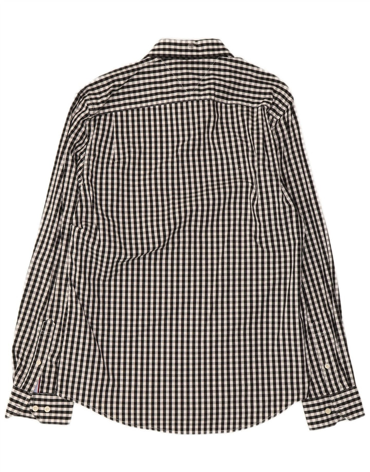 TOMMY HILFIGER Camisa para hombre Medium Black Gingham Cotton