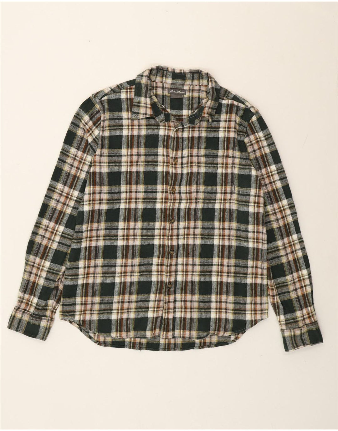 Eddie Bauer Camisa de franela para hombre Algodón a cuadros verdes grandes