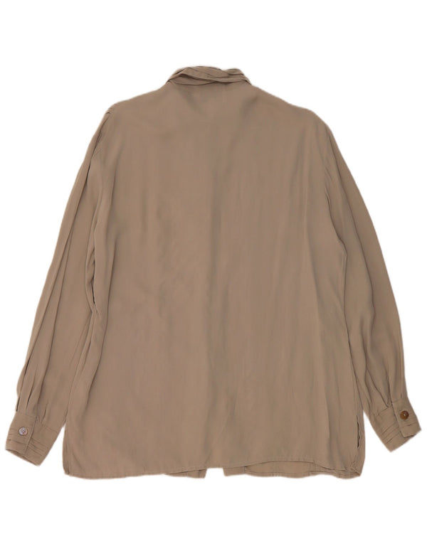 Pancaldi & B Blusa camisera para mujer UK 46 Large Grey Silk