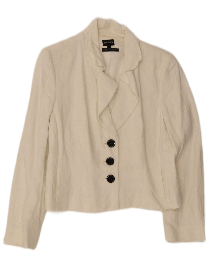 Hobbs Chaqueta Blazer de 3 Botones para Mujer Reino Unido 40 Grande Lino Blanco Roto