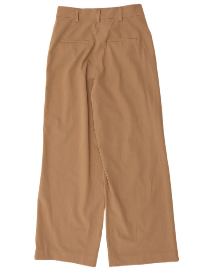 Zara Mujer Pantalón Chino De Pierna Ancha Mediano W28 L30 Marrón Poliéster