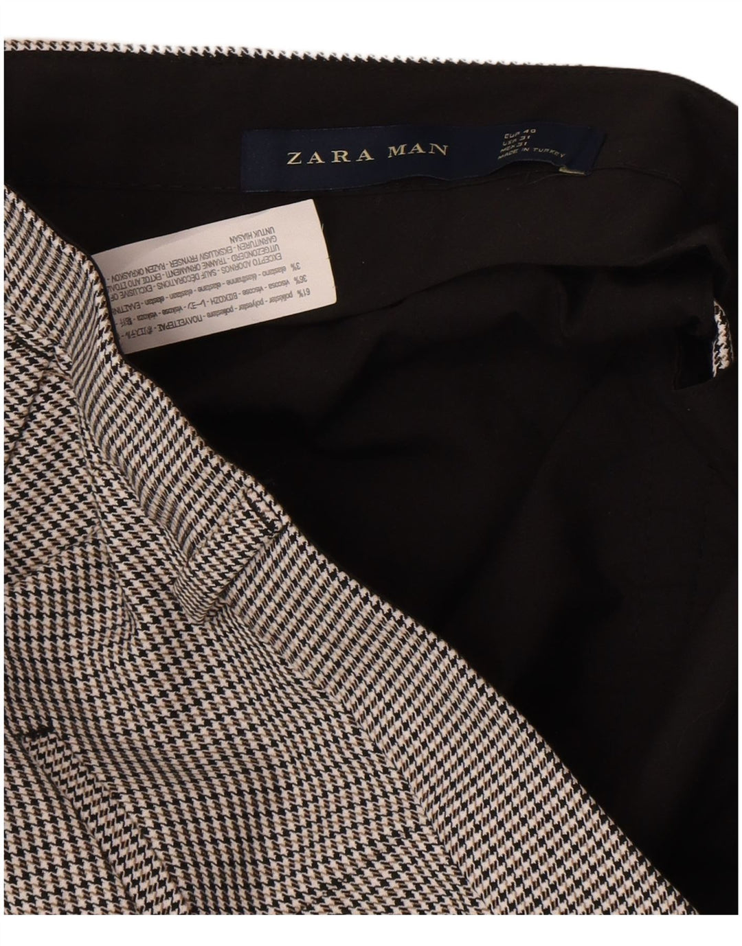 Zara Mens Slim Chino Pantalones EU 40 Medium W31 L25 Gris Pata De Gallo