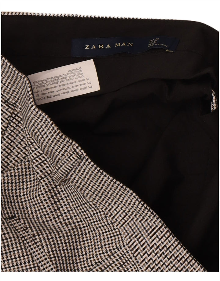 Zara Mens Slim Chino Pantalones EU 40 Medium W31 L25 Gris Pata De Gallo